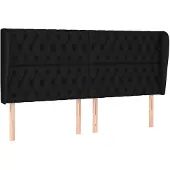vidaXL Hoofdbord met randen 183x23x118/128 cm stof zwart