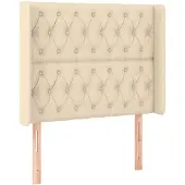 vidaXL Hoofdbord met randen 93x16x118/128 cm stof crèmekleurig