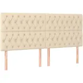 vidaXL Hoofdbord crème 180x7x118/128 cm stof