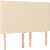 vidaXL Hoofdbord crème 144x5x118/128 cm stof