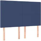 vidaXL Hoofdbord blauw 144x5x118/128 cm stof