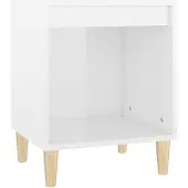 vidaXL Nachtkastje 40x35x50 cm bewerkt hout hoogglans wit