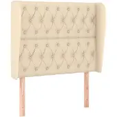 vidaXL Hoofdbord met randen 103x23x118/128 cm stof crèmekleurig