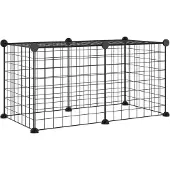 vidaXL Huisdierenkooi met 8 panelen 35x35 cm staal zwart