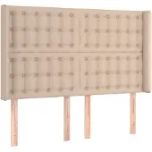 vidaXL Hoofdbord met randen 147x16x118/128cm kunstleer cappuccinokleur