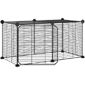 vidaXL Huisdierenkooi met deur 8 panelen 35x35 cm staal zwart