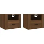 vidaXL Nachtkastjes 2 st wandgemonteerd 50x36x40 cm bruin eikenkleur
