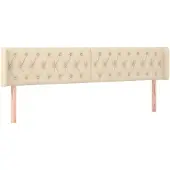 vidaXL Hoofdbord met randen 203x16x78/88 cm stof crèmekleurig