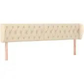 vidaXL Hoofdbord met randen 183x23x78/88 cm stof crèmekleurig