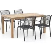 Apple Bee + 10% kassakorting | Hawaii/ROUGH-S 160cm dining tuinset 5-delig stapelbaar