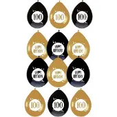 Haza - Feestartikelen verjaardag 100 jaar 36x mix ballonnen zwart/goud