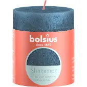 Bolsius Bougie - - Shimmer Blue 80/68 - Ø68 mm - Hoogte 8 cm - 35 u brandduur