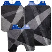 Wicotex Wicotex-Badmatset-Badmat-Toiletmat-Bidetmat grijs gestreept