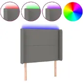 vidaXL Hoofdbord LED 93x16x118/128 cm stof donkergrijs