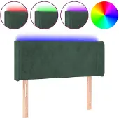 vidaXL Hoofdbord LED 93x16x78/88 cm fluweel donkergroen