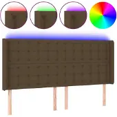 vidaXL Hoofdbord LED 163x16x118/128 cm stof donkerbruin
