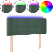 vidaXL Hoofdbord LED 103x16x78/88 cm fluweel donkergroen