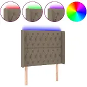 vidaXL Hoofdbord LED 103x16x118/128 cm stof taupe