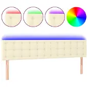 vidaXL Hoofdbord LED 180x5x78/88 cm kunstleer crèmekleurig