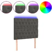 vidaXL Hoofdbord LED 90x7x118/128 cm fluweel donkergrijs