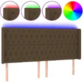 vidaXL Hoofdbord LED 183x16x118/128 cm stof donkerbruin