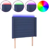 vidaXL Hoofdbord LED 103x16x118/128 cm stof blauw