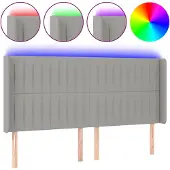 vidaXL Hoofdbord LED 163x16x118/128 cm stof lichtgrijs