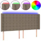 vidaXL Hoofdbord LED 163x16x118/128 cm stof taupe