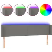vidaXL Hoofdbord LED 203x16x78/88 cm stof donkergrijs