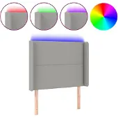 vidaXL Hoofdbord LED 103x16x118/128 cm stof lichtgrijs