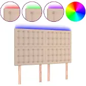 vidaXL Hoofdbord LED 144x5x118/128 cm kunstleer cappuccinokleurig