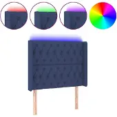 vidaXL Hoofdbord LED 103x16x118/128 cm stof blauw