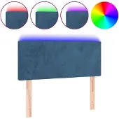 vidaXL Hoofdbord LED 100x5x78/88 cm fluweel donkerblauw