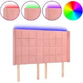 vidaXL Hoofdbord LED 147x16x118/128 cm fluweel roze