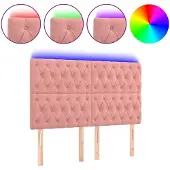 vidaXL Hoofdbord LED 160x7x118/128 cm fluweel roze