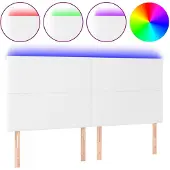 vidaXL Hoofdbord LED 180x5x118/128 cm kunstleer wit