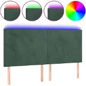 vidaXL Hoofdbord LED 200x5x118/128 cm fluweel donkergroen