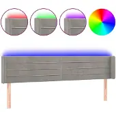 vidaXL Hoofdbord LED 203x16x78/88 cm fluweel lichtgrijs