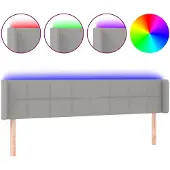 vidaXL Hoofdbord LED 163x16x78/88 cm stof lichtgrijs
