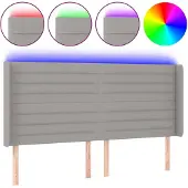 vidaXL Hoofdbord LED 183x16x118/128 cm stof lichtgrijs