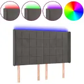 vidaXL Hoofdbord LED 147x16x118/128 cm fluweel donkergrijs