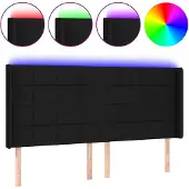 vidaXL Hoofdbord LED 183x16x118/128 cm stof zwart