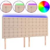 vidaXL Hoofdbord LED 200x5x118/128 cm kunstleer cappuccinokleurig