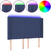 vidaXL Hoofdbord LED 147x16x118/128 cm stof blauw