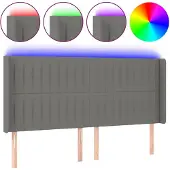 vidaXL Hoofdbord LED 183x16x118/128 cm stof donkergrijs
