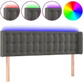 vidaXL Hoofdbord LED 147x16x78/88 cm fluweel donkergrijs