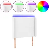 vidaXL Hoofdbord LED 93x16x118/128 cm kunstleer wit