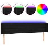 vidaXL Hoofdbord LED 203x16x78/88 cm stof zwart