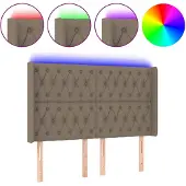 vidaXL Hoofdbord LED 163x16x118/128 cm stof taupe