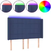 vidaXL Hoofdbord LED 147x16x118/128 cm stof blauw